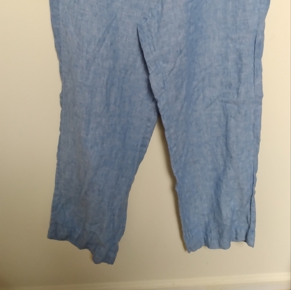 Talbots Blue 100% Linen Flowy Drawstring Waist Pants Size 12 - Picture 4 of 7